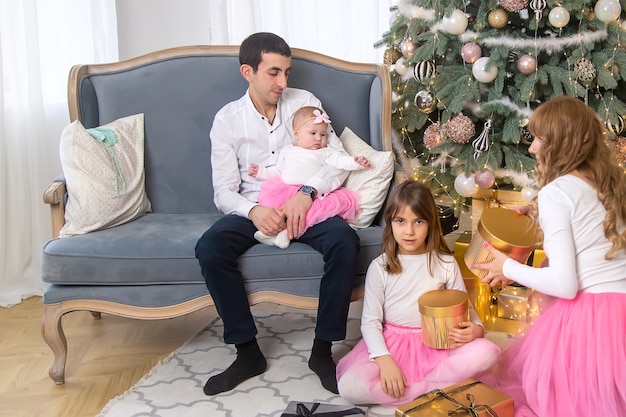 Christmas family on a beautiful background. Selective focus. holiday.