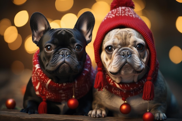 Christmas festival cat and dog Generative AI