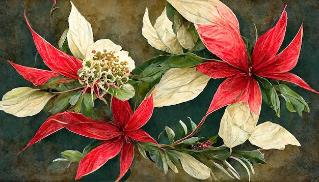 Christmas floral frame