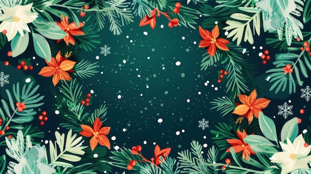 Christmas Floral Wreath Background