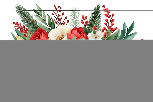 Photo christmas flower bouquet and happy new year floral clipart for festive designs