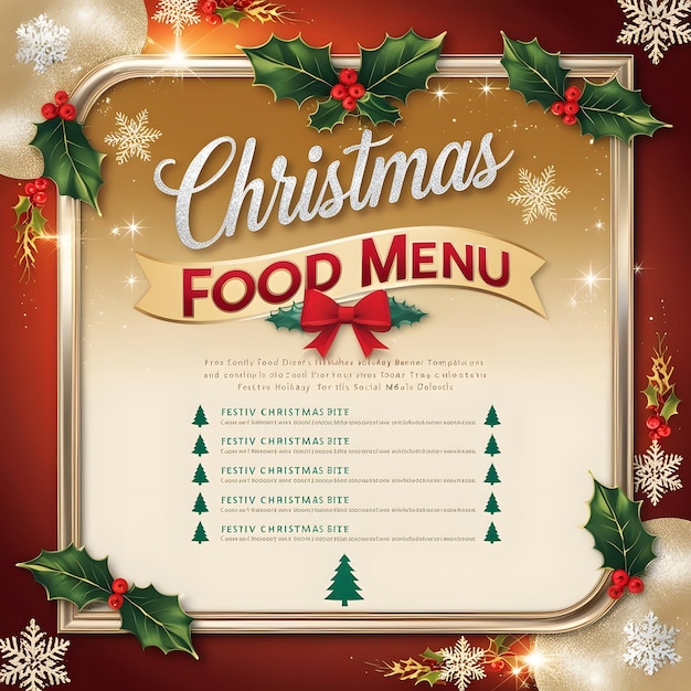 Photo christmas food menu banner or flyer social media promotion template