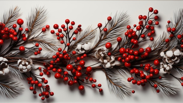 Christmas frame of tree branches AI Generated