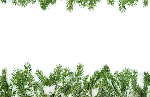 Christmas framework with snow isolated on white background