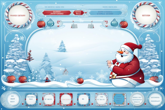 Photo christmas game ui button and frame winter element