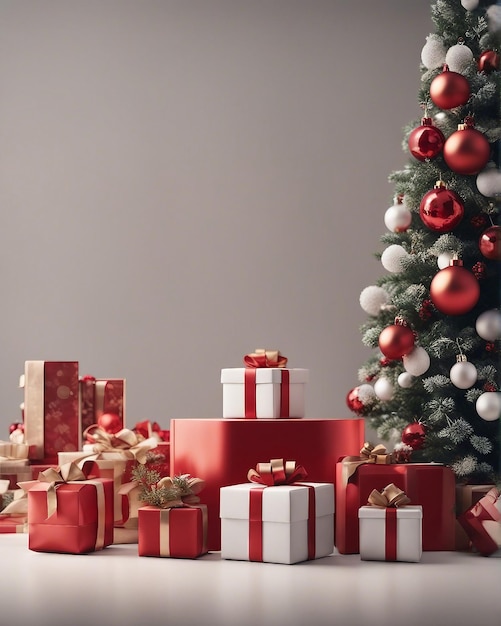 Christmas gift boxes rendering minimal background generated by AI