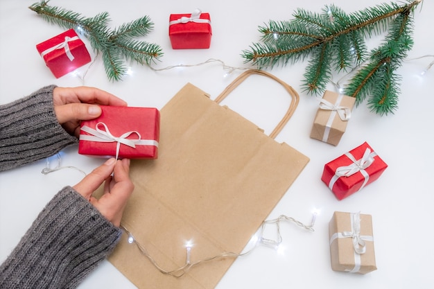 Christmas gifts on table