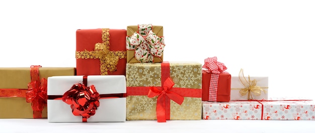 Christmas gifts on white background