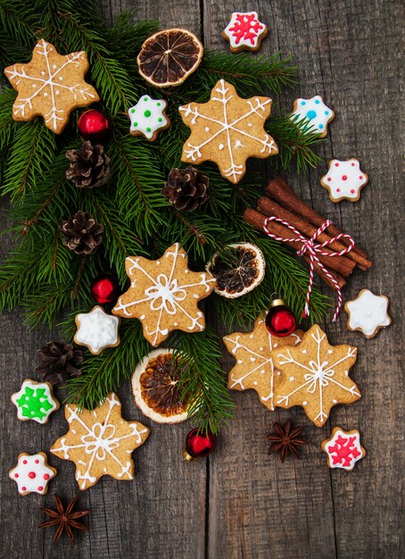 Christmas ginger and honey colorful cookies