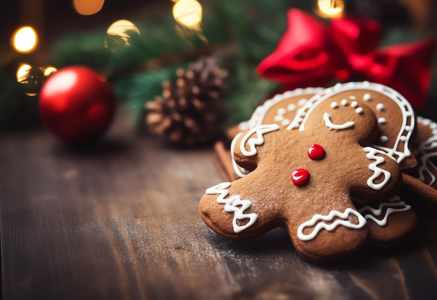 Christmas gingerbread cookies on a dark background