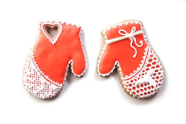 Christmas gingerbread mitten isolated