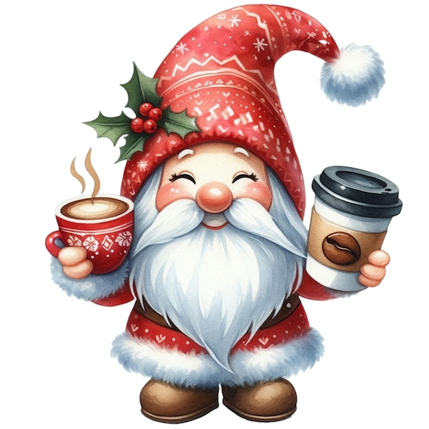 Christmas Gnome Coffee Clipart Sublimation