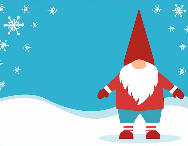 Photo christmas gnome with copy space simple full body illustration for xmas designs