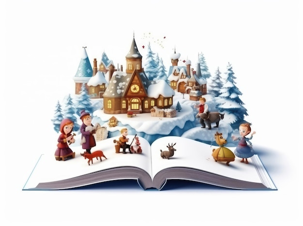 Christmas greeting card design with fairy tale characters