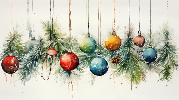 christmas greeting card watercolor painting christmas tree