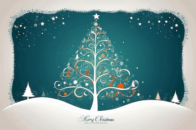 Christmas Greeting Card with stylized Christmas Tree stock illustration