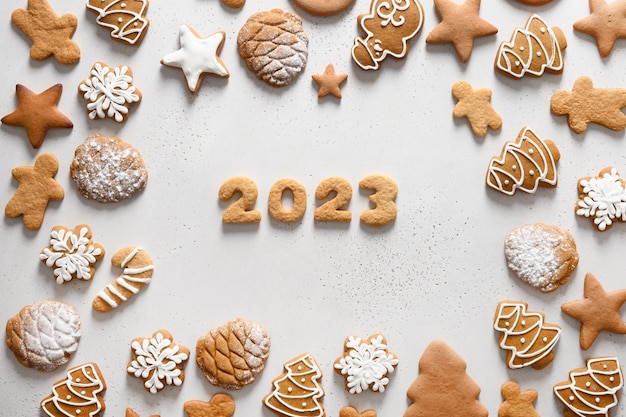 Christmas handmade cookies with date 2023