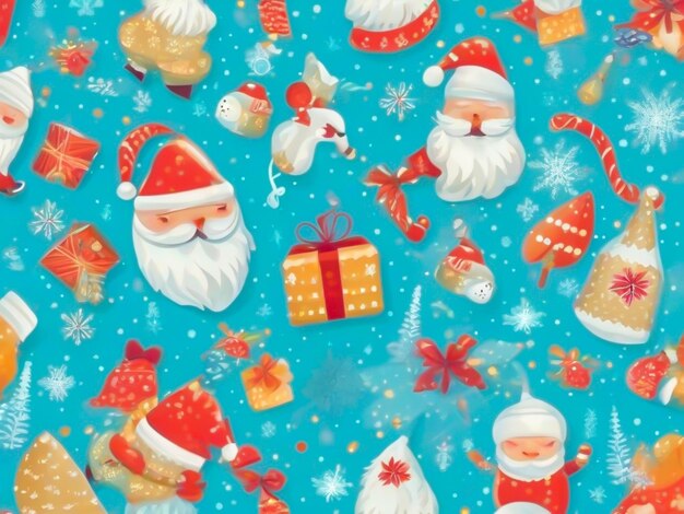 Christmas and happy new year elements with seamless pattern