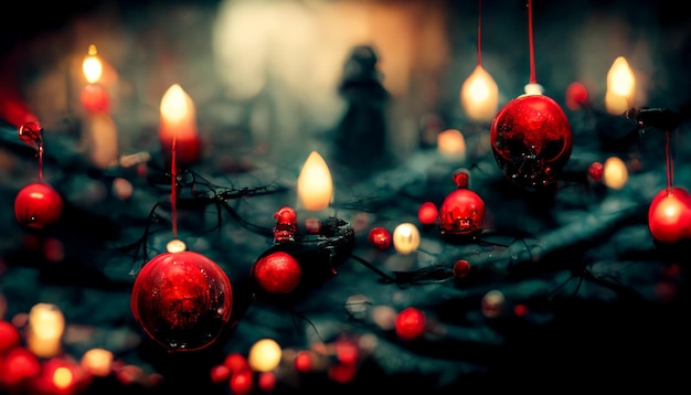 Christmas HD Wallpaper Dark vintage lights background defocused, seasonal and copy space background