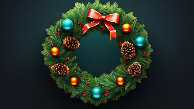 Christmas holidays Christmas wreath on white background Generative Ai