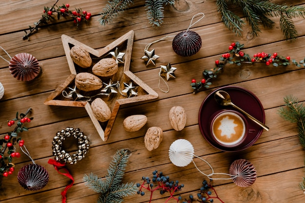 Christmas hot chocolate and walnut wallpaper