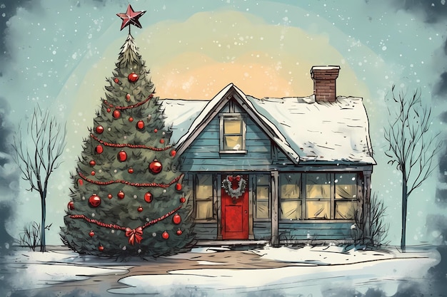 christmas house exterior christmas decorations winter desktop background christmas card