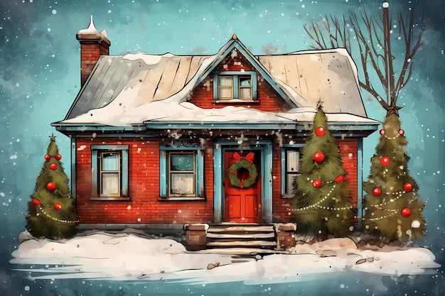 christmas house exterior christmas decorations winter desktop background christmas card