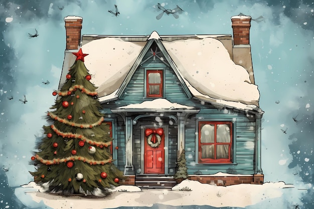 christmas house exterior christmas decorations winter desktop background christmas card