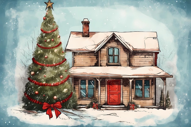 christmas house exterior christmas decorations winter desktop background christmas card