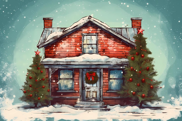 christmas house exterior christmas decorations winter desktop background christmas card