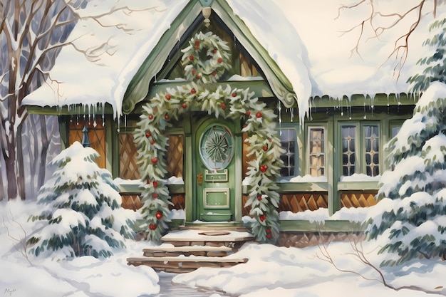 christmas house exterior christmas decorations winter desktop background christmas card