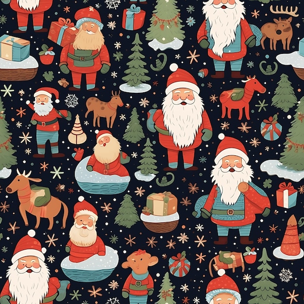 Christmas icons elements seamless pattern Christmas and Happy New Year seamless pattern with Christ