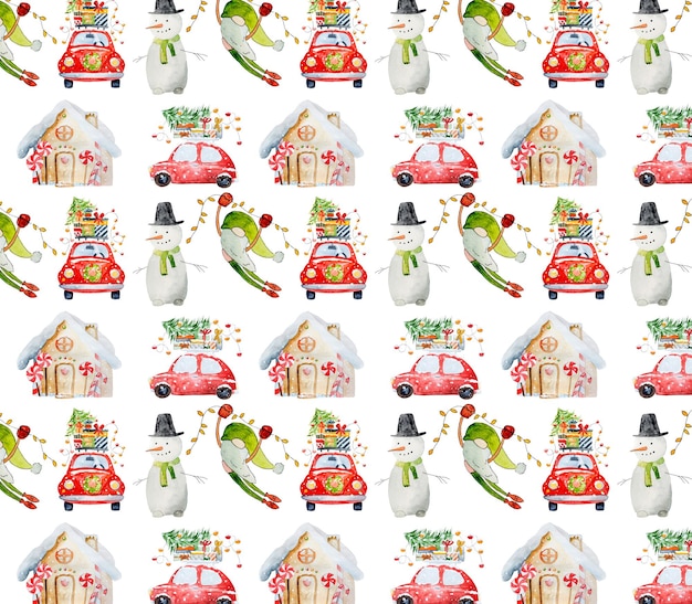 Christmas illustrations seamless pattern