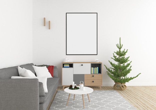 Christmas interior - christmas wall art background - vertical frame