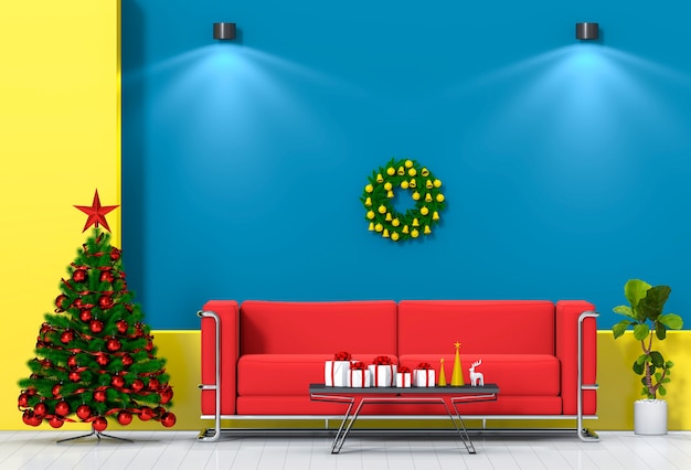 Christmas interior living room. 3d render