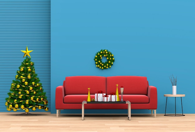 Christmas interior living room. 3d render