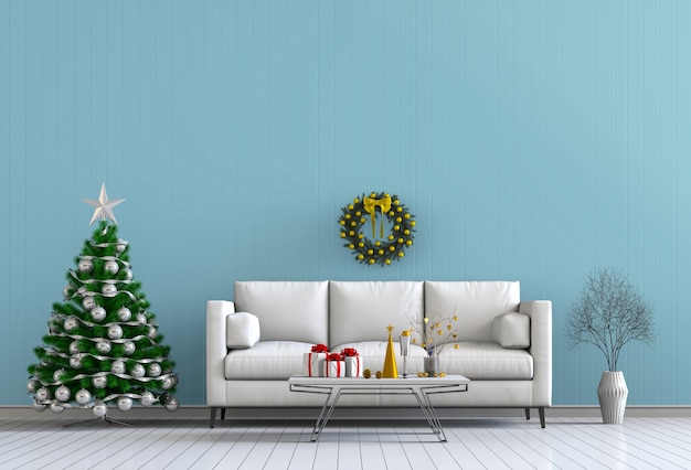 Christmas interior living room. 3d render