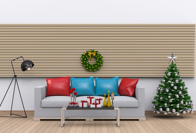 Christmas interior living room. 3d render