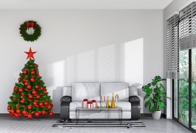 Christmas interior living room. 3d render