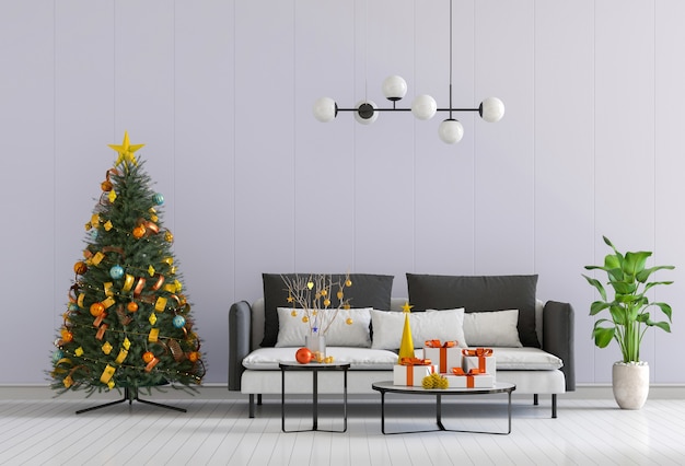 Christmas interior living room. 3d render