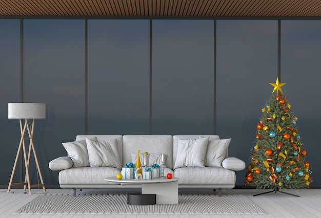 Christmas interior living room. 3d render