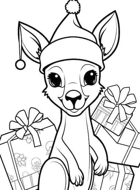 Photo christmas kangaroo coloring page