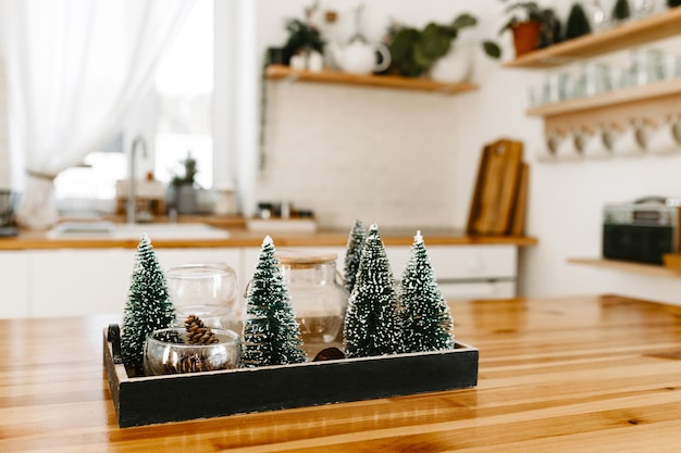 Christmas kitchen dining room Beautiful Christmas decor of a classic home interior