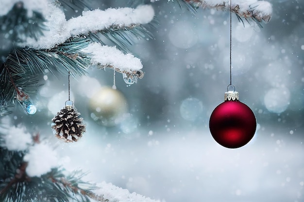 Christmas landscape in a glass ball