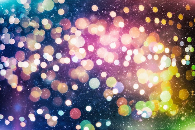 Christmas light background. Holiday glowing backdrop. Defocused Background With Blinking Stars. Blurred Bokeh.