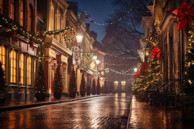 Christmas lights and christmas decorations on the streets