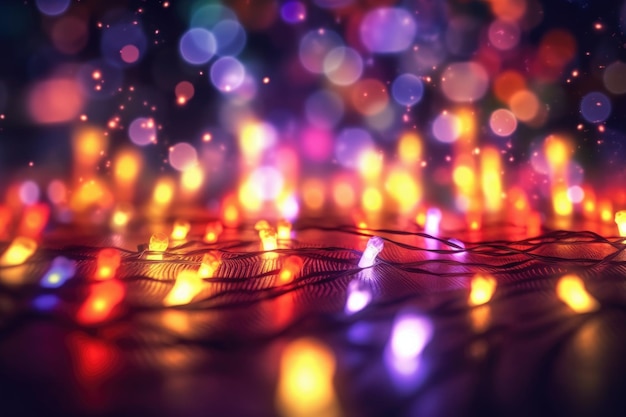 Christmas lights creating a glowing bokeh background created with generative ai