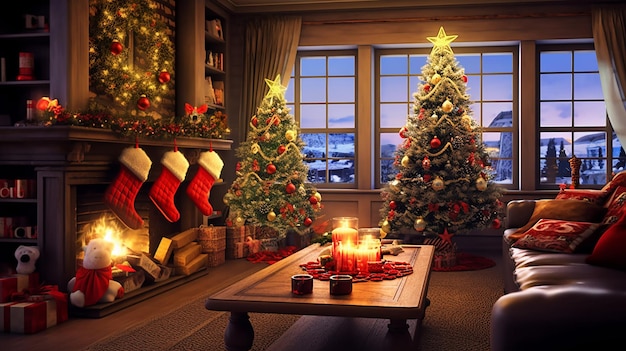 Christmas Living Room Festive Wallpaper Screenshot