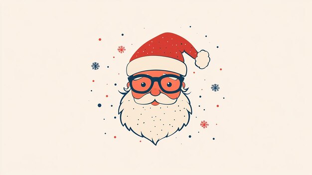 Christmas Minimalism Vector Logo with Claus Illustration