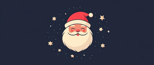 Christmas Minimalism Vector Logo with Claus Illustration